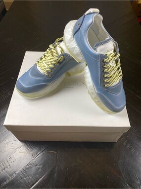 Jimmy Choo Light Blue and Yellow Lace-Up Sneakers
